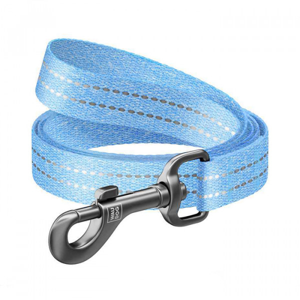 Collar WAUDOG Re-cotton Повідець з відновленої бавовни для собак, блакитний, розмір L-XXL фото