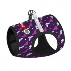 Collar Waudog Clothes Шлея для собак мягкая с рисунком "Чудо-Женщина Фиолет" и QR паспортом