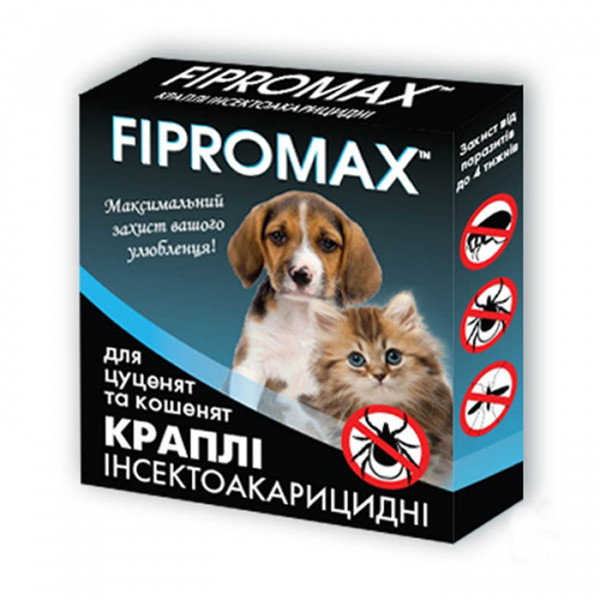 Fipromax Протипаразитарні краплі  від бліх, кліщів для цуценят та кошенят вагою 1.5 - 4 кг (2 піпетки) фото