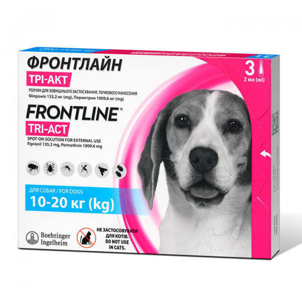 Frontline Tri-Act - краплі для собак вагою від  10 до 20 кг фото