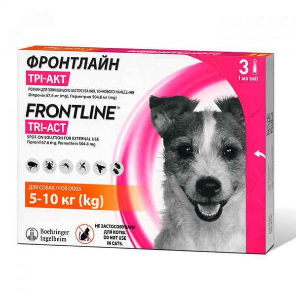 Frontline Tri-Act - капли для собак весом от 5 до 10 кг фото