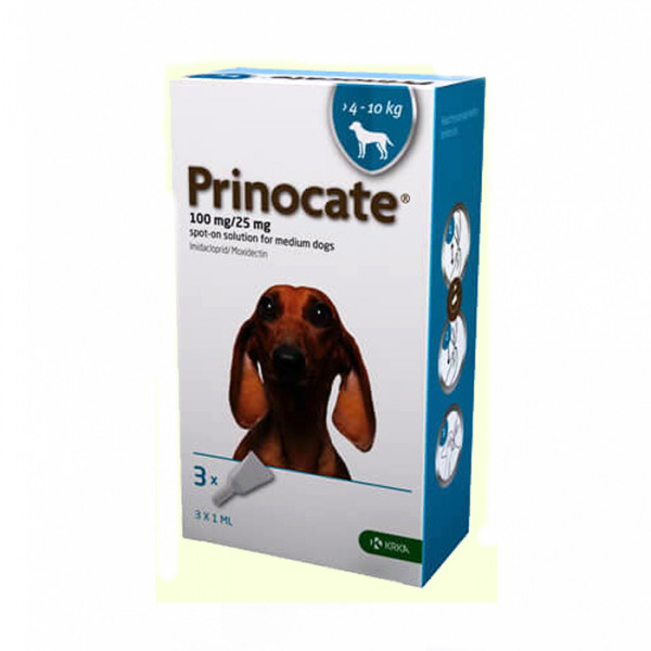 Prinocate (Принокат) капли на холку от блох, клещей и гельминтов для собак 4 -10 кг фото