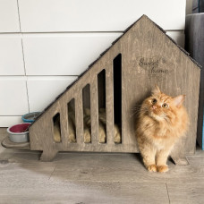 Дерев'яний будиночок для котів 