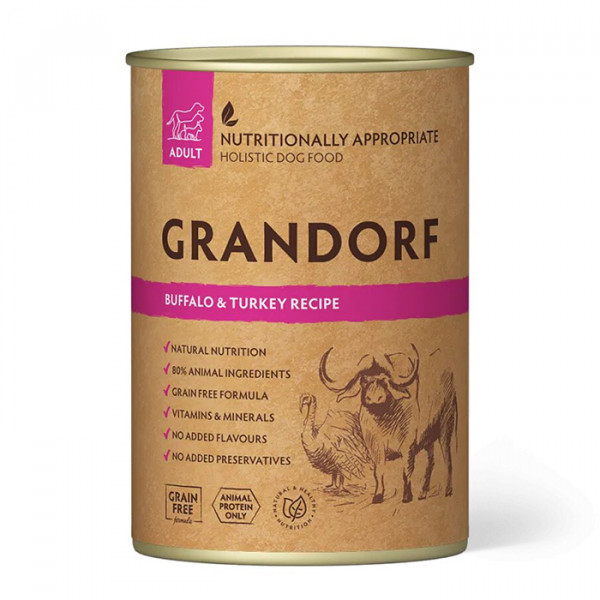 Grandorf Buffalo & Turkey Вологий корм для собак з м'ясом буйвола та індичкою фото
