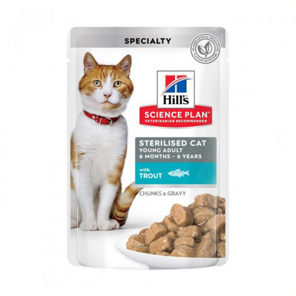 Hill's Sterilised Cat Young Adult Trout Влажный корм для стерилизованных кошек с треской фото