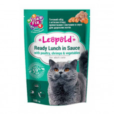 Леопольд Готовый обед для взрослых котов с мясом птицы и креветками с овощами в соусе
