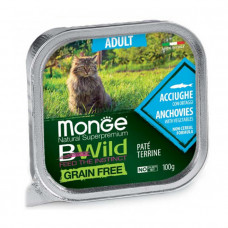 Monge Cat Wet Bwild Grain Free консерва для котов, анчоус с овощами (паштет)