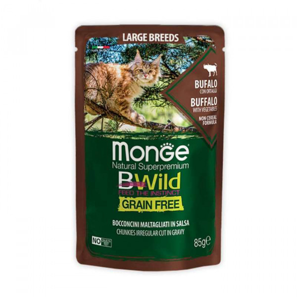 Monge Cat Wet Bwild Grain Free консерва для котов с мясом буйвола (кусочки в соусе) фото