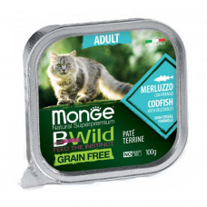 Monge Cat Wet Bwild Grain Free консерва для котов с треской и овощами (паштет)