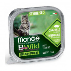 Monge Cat Wet Bwild Grain Free Sterilised консерва для стерилизованных котов из мяса кабана с овощами (паштет)