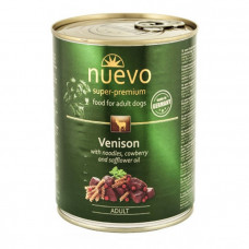 Nuevo Dog Adult Venison & Noodles & Cowberry консерва для дорослих собак з олениною, локшиною, брусницею та сафлоровою олією фото