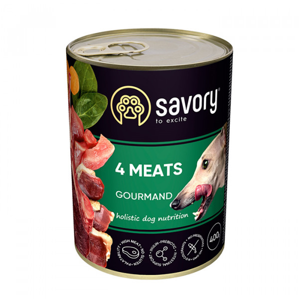 Savory Dog Gourmand 4 Meats  консерва для собак 4 вида мяса фото