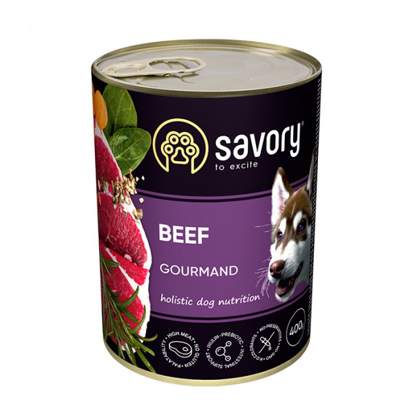 Savory Dog Gourmand Beef консерва для собак с говядиной фото