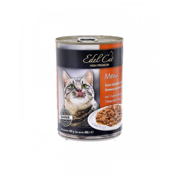 Edel Cat Ніжні шматочки в соусі 3 види м'яса фото