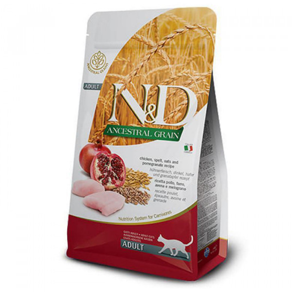 Farmina N&D Low Grain Cat Chicken & Pomegranate Adult низкозерновой сухой корм с курицей и гранатом для взрослых котов фото