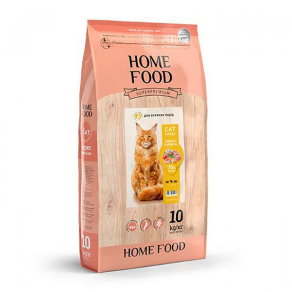 Home Food для взрослых котов крупных пород с индейкой и креветками фото