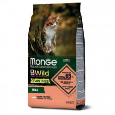 Monge Cat Bwild Grain Free Salmone con Piselli сухой беззерновой корм с лососем для взрослых кошек