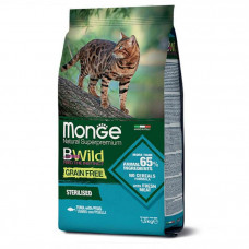Monge Cat Bwild Grain Free Sterilised Tonno con Piselli сухой беззерновой корм из тунца для стерилизованных кошек