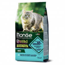 Monge Cat Bwild Grain Free Cod Fish Adult Cat сухой беззерновой корм из трески, картофеля и чечевицы для взрослых кошек