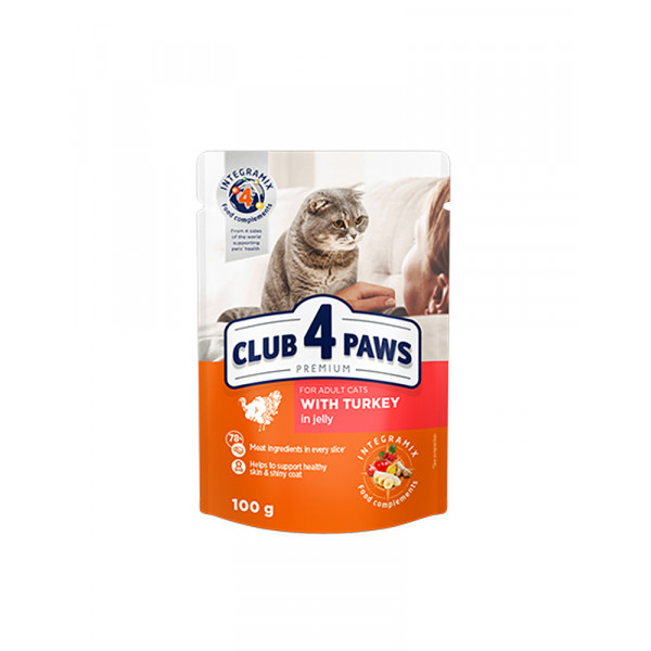 Клуб 4 лапы Влажный корм Premium для взрослых кошек с индейкой в желе  фото