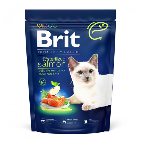 Brit Premium by Nature Cat Sterilised Salmon для стерилизованных котов с лососем фото