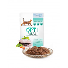 OptiMeal Вологий корм для дорослих кішок з тріскою і овочами в желе