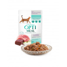 OptiMeal Влажный корм для взрослых кошек с эффектом выведения шерсти, с уткой в яблочном в желе фото
