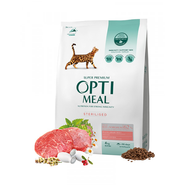 OptiMeal Для взрослых кастрированных котов и стерилизованных кошек - говядина и сорго фото