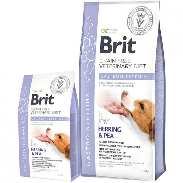 Brit GF VetDiets Dog Gastrointestinal Cухой лечебный корм для собак, при нарушениях пищеварения с селедкой, лососем, горохом фото