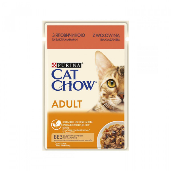 Cat Chow Adult з яловичиною і баклажанами фото