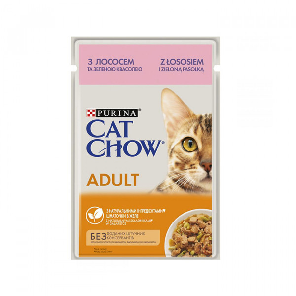 Cat Chow Adult с лососем и зеленой фасолью фото