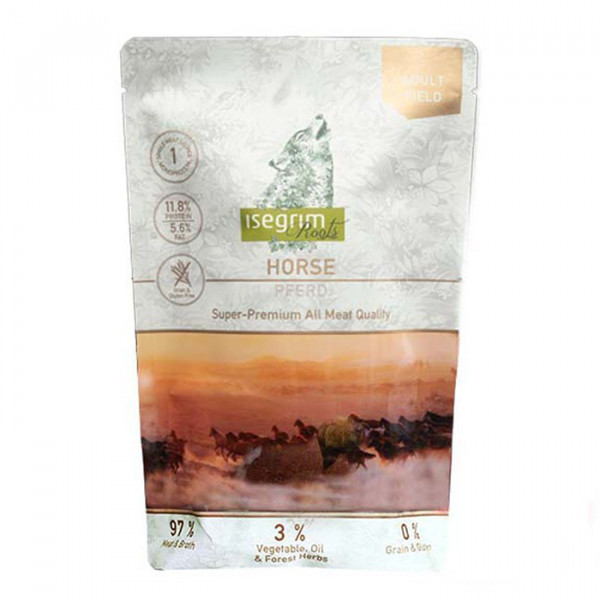Isegrim Pouch Roots Horse Monoprotein консерва для собак з кониною, овочами та польовими травами фото