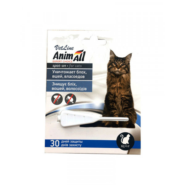 AnimAll VetLine Spot-On - краплі від бліх, вошів та  волосоїдів для кішок Вага 4-8 кг фото