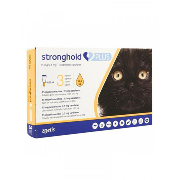 Stronghold (Стронгхолд) Средства от блох, клещей и глистов для кошек весом до 2,5 кг фото