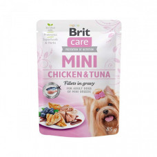 Brit Mini Chicken & Tuna fillets in gravy консерва для собак маленьких порід з філе курки та тунця в соусі фото