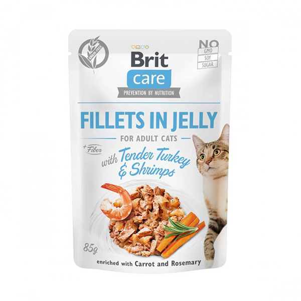 Brit Care Adult Turkey & Shrimps консерва для котов филе в желе с нежной индейкой и криветками фото