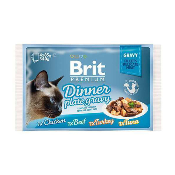 Brit Premium Cat Dinner Plate Fillets Gravy (4шт х 85g) фото