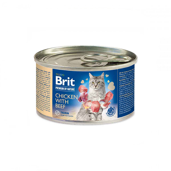 Brit Premium by Nature Chicken with Beef консерва для котів з куркою і яловичиною фото