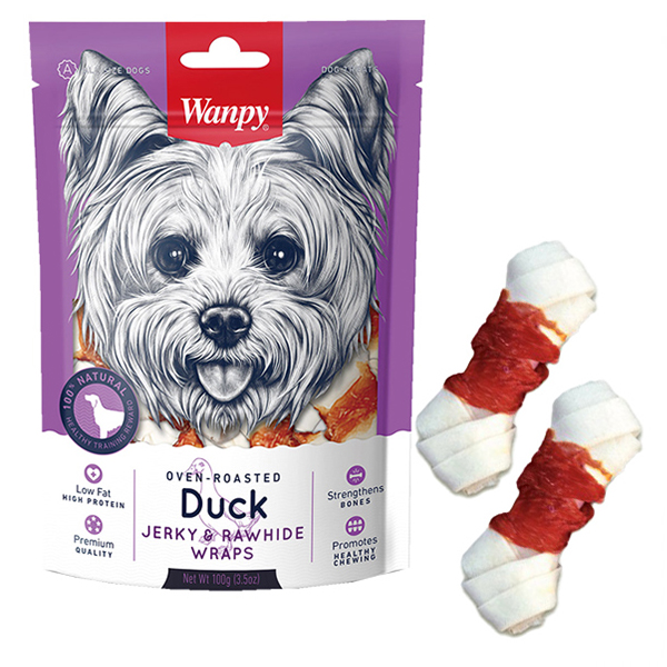 Wanpy Duck Jerky & Rawhide Wraps Вузлова кістка з качкою для собак фото