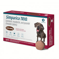 Simparica TRIO - Противопаразитарные жевательные таблетки от блох, гельминтов и клещей для собак весом от 40 до 60 кг фото