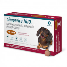 Simparica TRIO - Противопаразитарные жевательные таблетки от блох, гельминтов и клещей для собак весом от 5 до 10 кг фото
