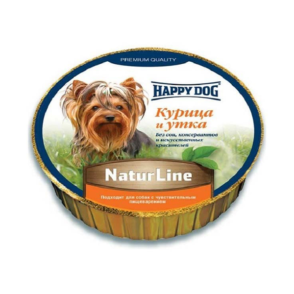 Happy Dog Schale NaturLine НuhnEnte консерва для собак с курицей и уткой фото