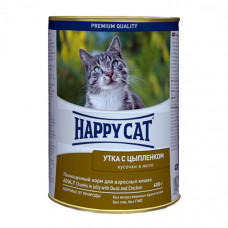 Happy Cat Dose Ente & Huhn Gelee консерва для взрослых котов с кусочками утки и цыпленка в желе
