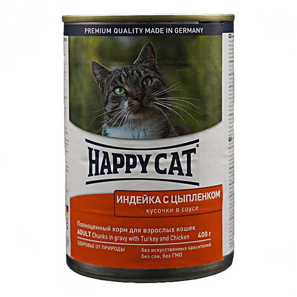 Happy Cat Dose Truth & Huhn Sauce консерва для взрослых котов с индейкой и цыпленком в соусе фото