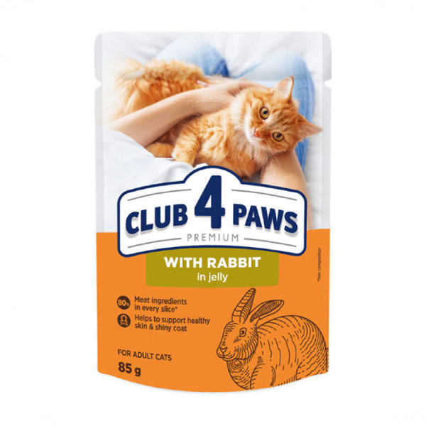 Клуб 4 лапи Premium Adult Cat Rabbit in Jelly Вологий корм із кроликом для дорослих котів фото