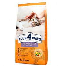 Клуб 4 лапы Premium Indoor 4 in 1 with Lamb Сухой корм с ягнёнком для взрослых котов, постоянно живущих в помещении