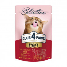 Клуб 4 лапы Premium Selection Cat Strips Beef in Broccoli Cream Soup Влажный корм с говядиной в крем-супе для котов
