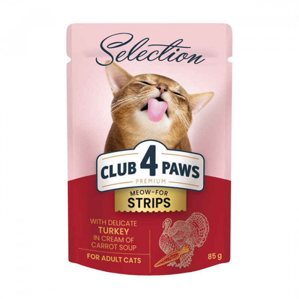 Клуб 4 лапы Premium Selection Cat Strips Turkey in Cream Soup Влажный корм с индейкой в крем-супе для котов фото