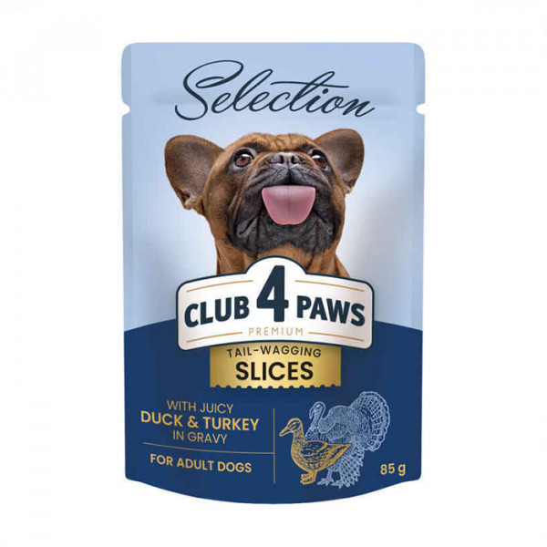 Клуб 4 лапы Premium Selection Slices Dog Duck & Turkey in Gravy Влажный корм с уткой и индейкой для собак малых пород фото