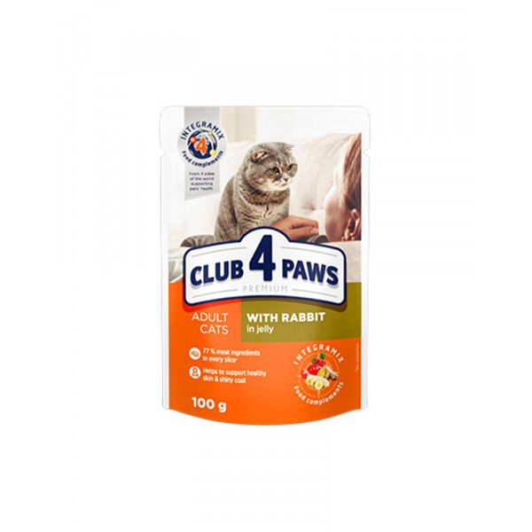 Клуб 4 лапы Premium Влажный корм для взрослых кошек с кроликом в желе фото